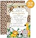 Jungle Safari Baby Shower Invitations - Safari Animal Invitation - 20 Fill-In Invitations and White Envelopes - Boy or Neutral Baby Shower Party - Monkey, Lion, Elephant, Giraffe