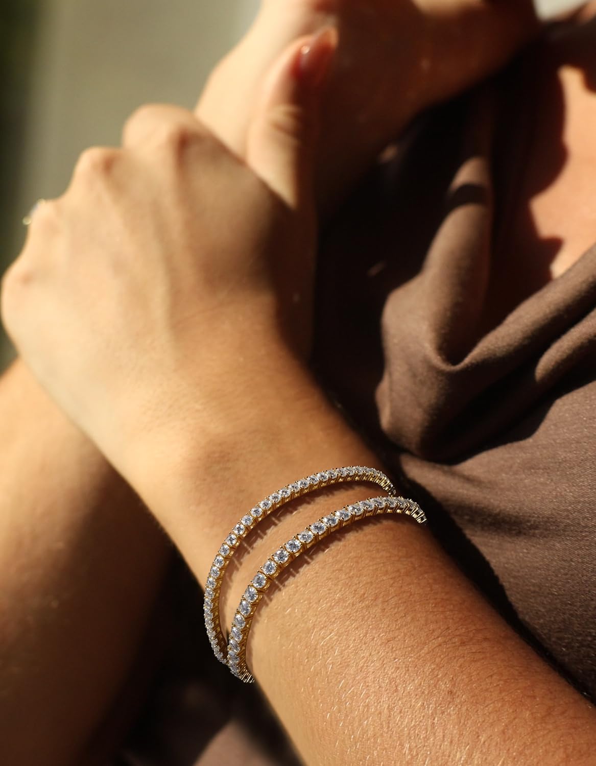 KRKC&CO Lab-Grown Moissanite Tennis Bracelet Women, Luxury Anniversary Wedding Bridal Gift for Wife, 2.2-13.8 ct.tw, D Color VVS1, 925 Sterling Silver 14K Golden Plated, Hypoallergenic, Everyday Jewelry - Image 8