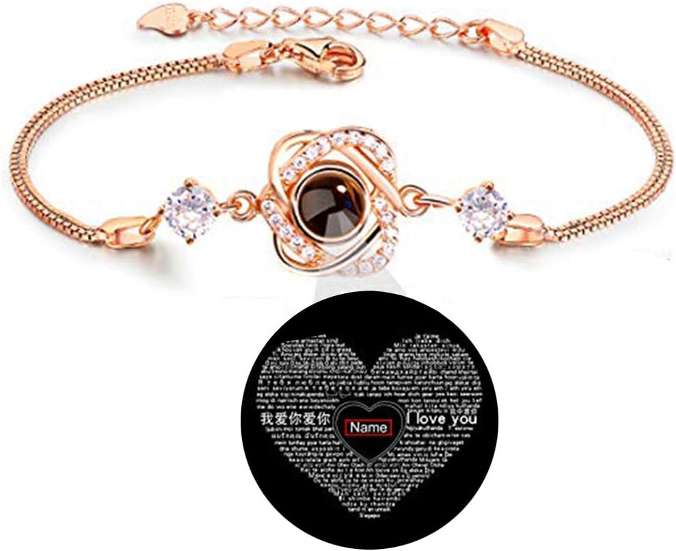 Cuidado925 Sterling Silver Projective Necklace, The Memory of Love Nanotechnology Necklace, DOUYIN Necklace - 100 Different Languages for I Love U
