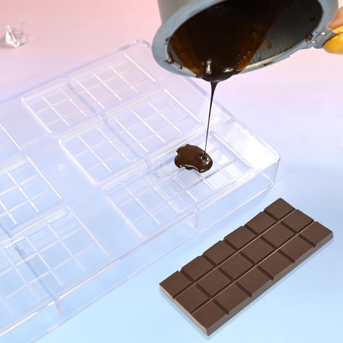 TUKE Moule à chocolat en polycarbonate pour chocolat, bonbons, savon – Outils de cuisson professionnels – Sans BPA, durable et réutilisable (B _ rectangle)