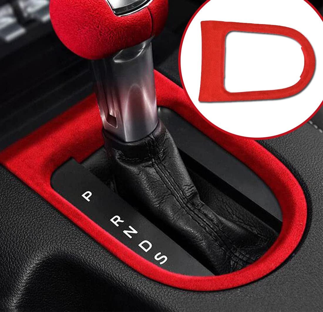 GZXinWei Gear Shift Panel Cover Sticker Red Suede Trim Console Decoration for Mustang 2015 2016 2017 2018 2019 2020 2021