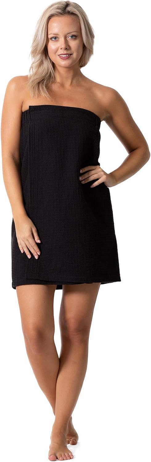Turkish linen womens waffle spa body wrap adjustable closure