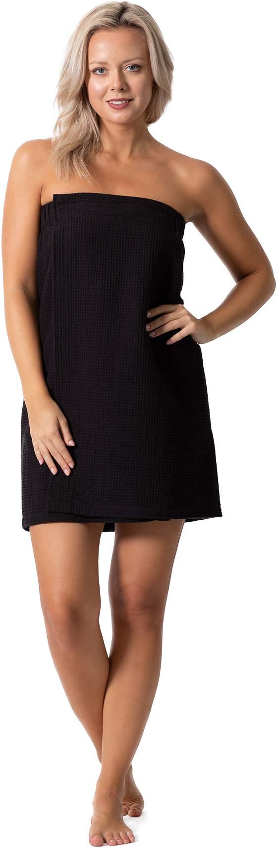Turkish Linen Women’s Waffle Spa Body Wrap with Adjustable Closure