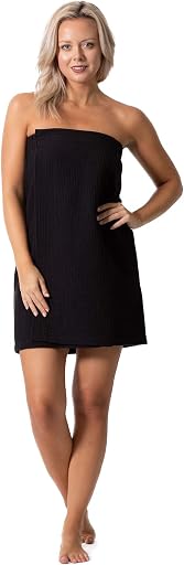 Turkish Linen Women’s Waffle Spa Body Wrap with Adjustable Closure