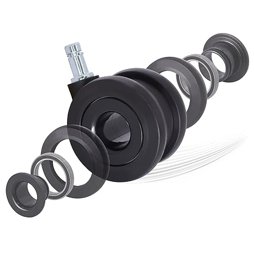 AXL Hubless Caster - Ruedas para silla de oficina, ruedas de goma de repuesto negras para suelos de madera dura y alfombras, juego de 5, ruedas TPR