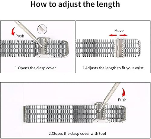Miniatura 6 de Moran Correa de reloj de acero inoxidable de 0.78 pulgadas, correa de metal de repuesto de liberación rápida de 0.78 pulgadas, 0.86 pulgadas,