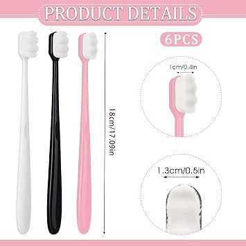 6Pcs Soft Toothbrush for Adults, Selene Nano Toothbrush, Ultra Nanobrush Toothbrushwith 20000 Micro-Nano Bristles, Gentle Manual Nano Brush for Sensitive Teeth & Gums