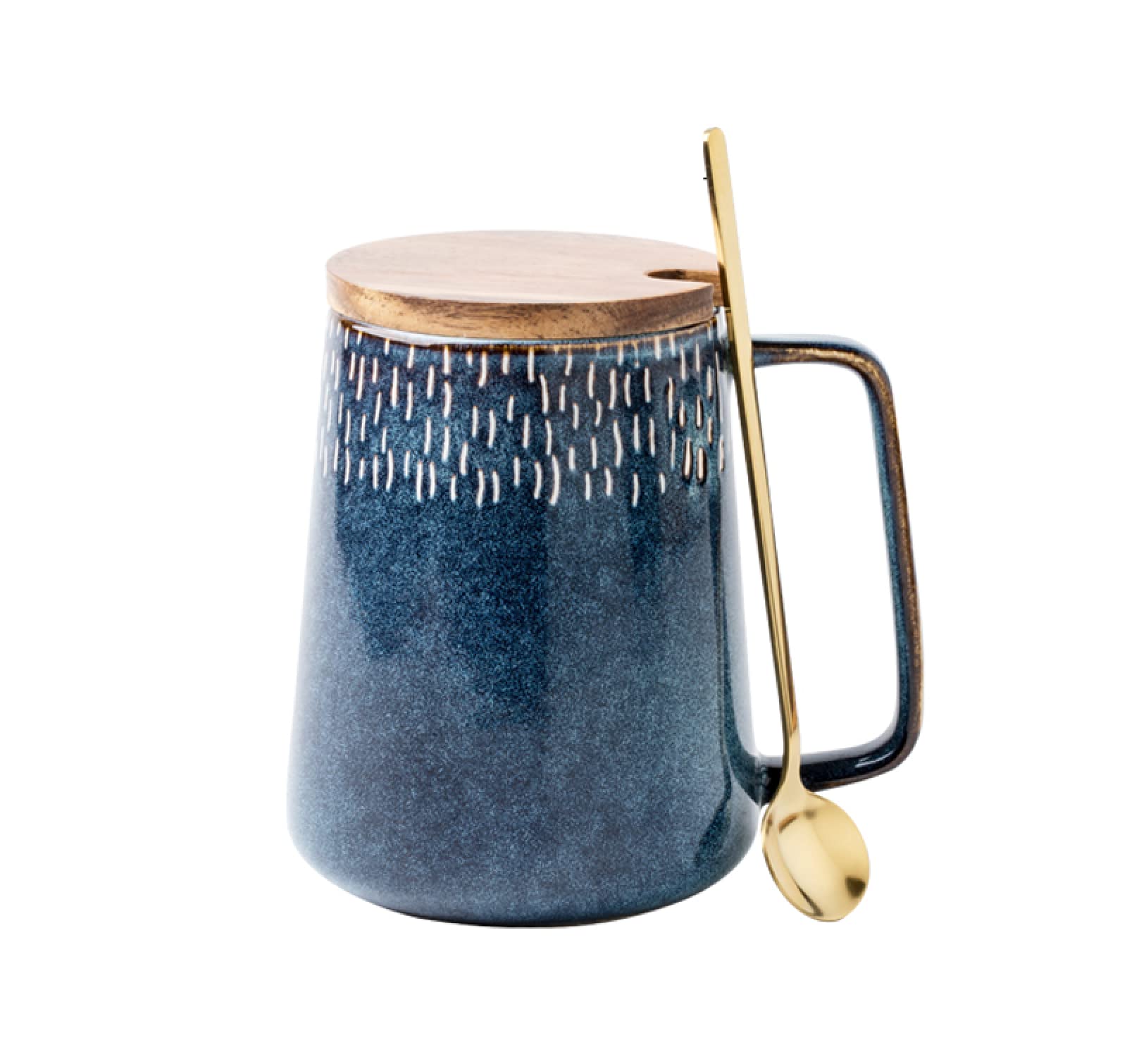 Tazza da caffè in ceramica Cielo stellato blu con coperchio e cucchiaio Tazza da tè Tazza da caffè in ceramica fatta a mano Tazza regalo per ufficio e casa