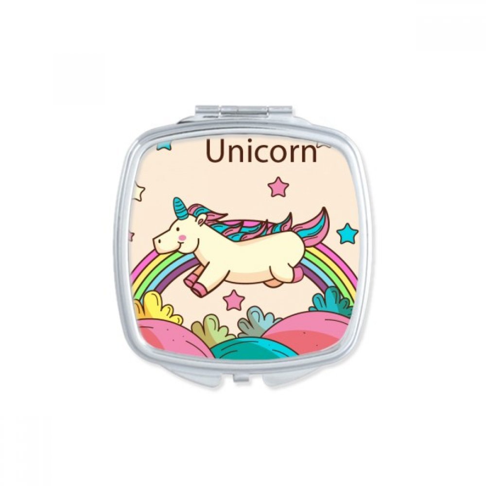 Miroir de maquillage compact licorne portable et carré multicolore