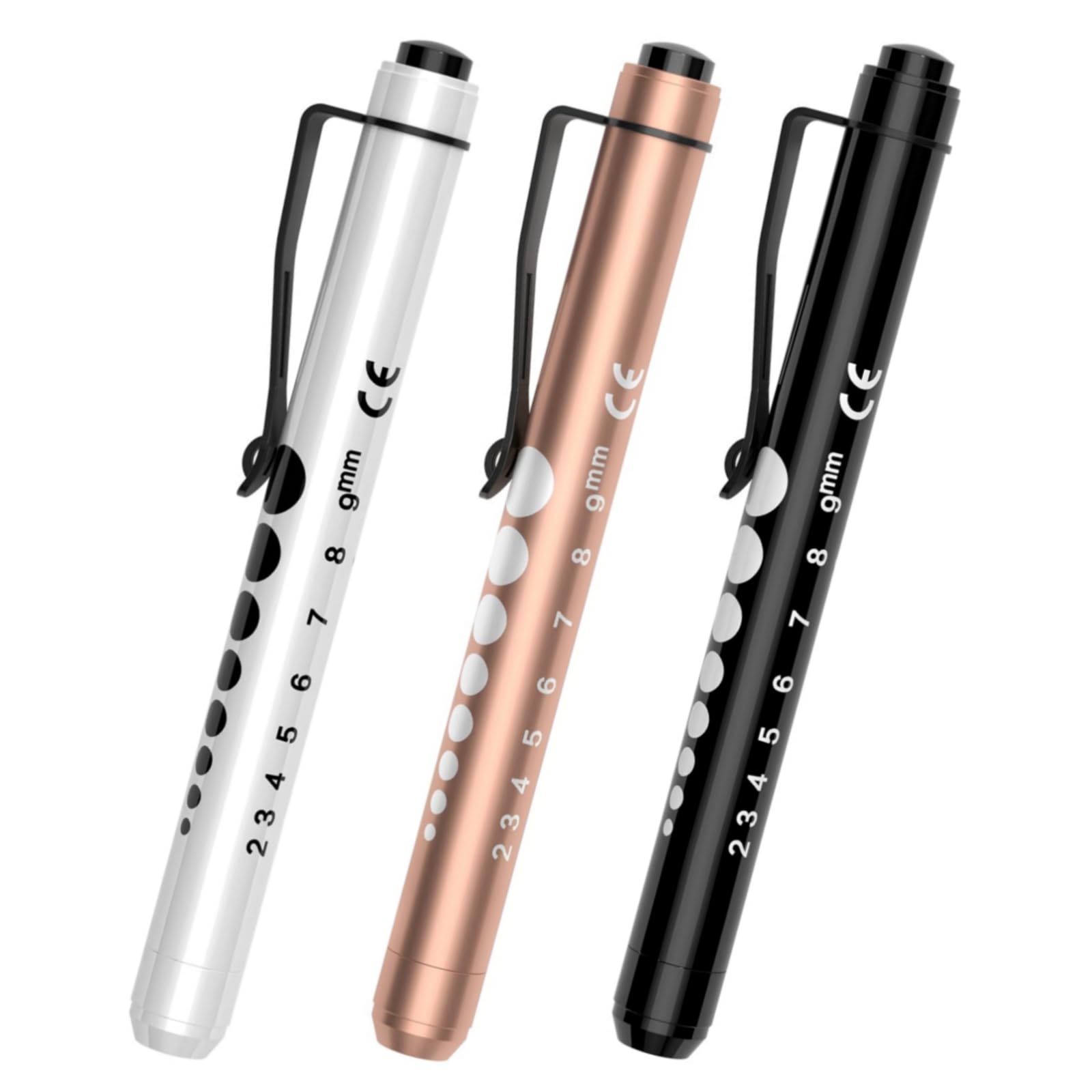 RISEMART 3packs Pen Lights for Nurses, Pen Light Medical, Penlights for Nurses with Pupil Gauge and Ruler, White Light LED Penlight for Nursing School Student Doctor EMT EMS CNA