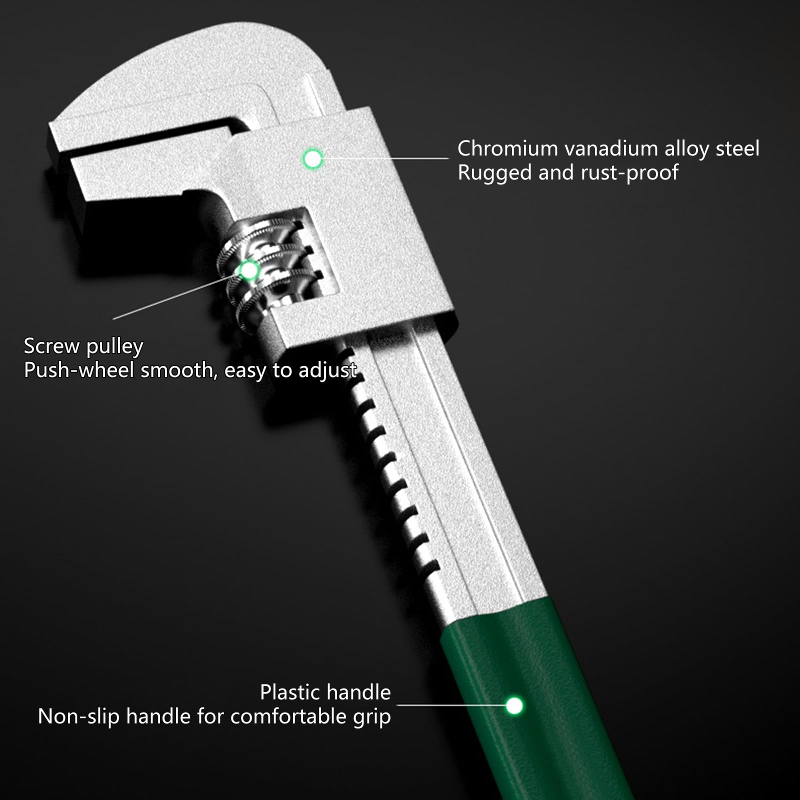 Clé à molette multifonction à angle droit réglable avec large ouverture de mâchoire jusqu'à 9 à 8 cm pour mécanicien automobile et bricoleur