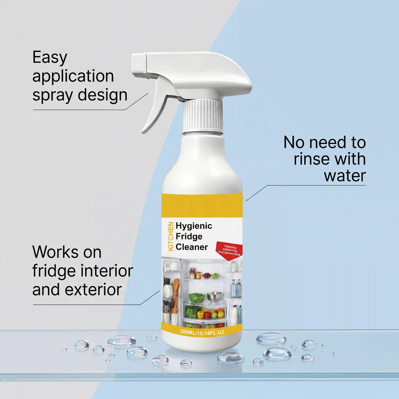 Spray higiénico para limpieza de frigorífico, limpiador de cocina multiusos, limpiador de frigorífico interior y neutralizador de olores, elimina residuos, suciedad y olores (3 unidades)
