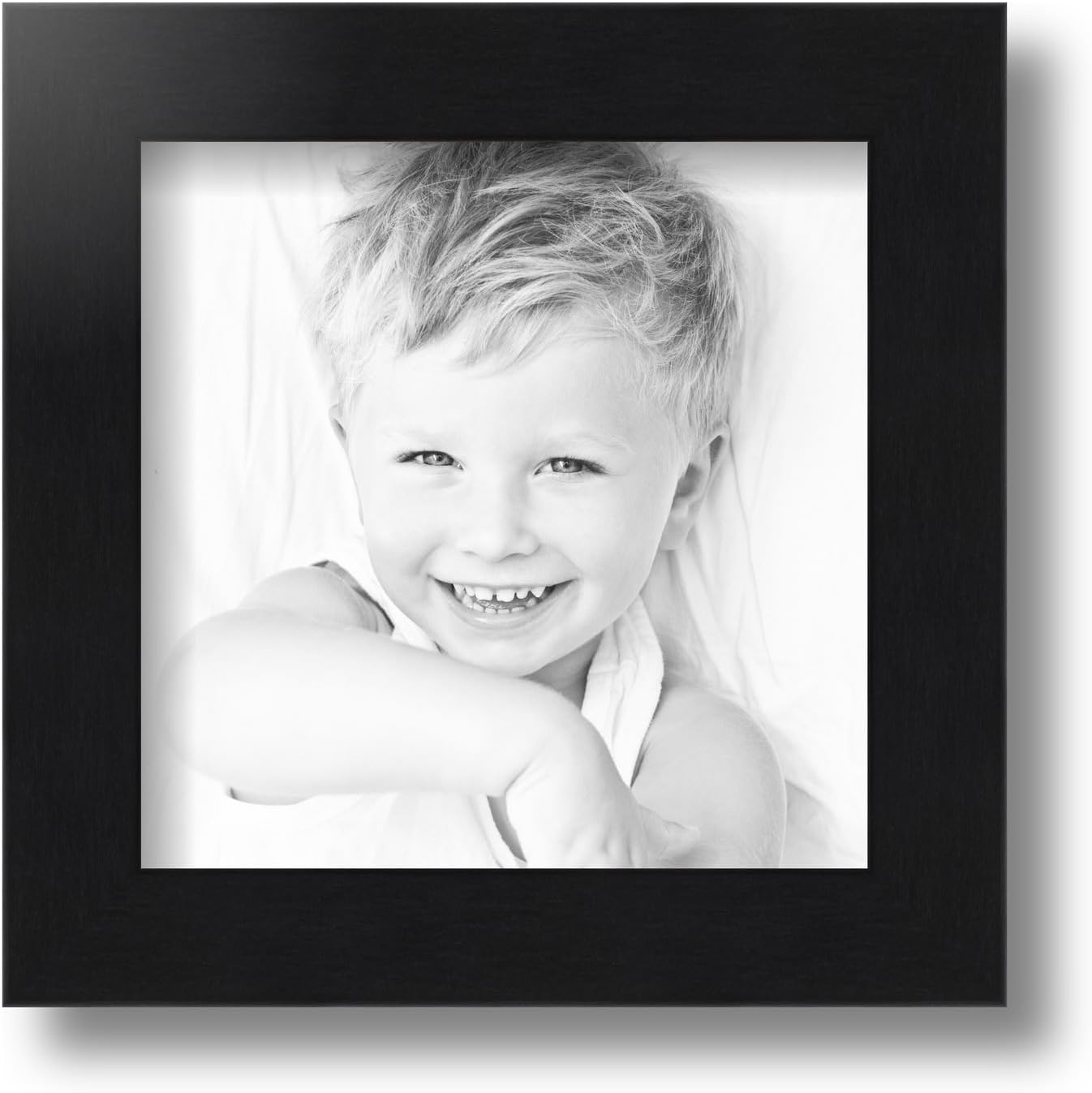 ArtToFrames 7x7 Inch Black Picture Frame, This 1.25 Inch Custom MDF Poster Frame is Black Steel - Comes with Regular Glass and Corrugated Backing (2WOMBW26-469-7x7)