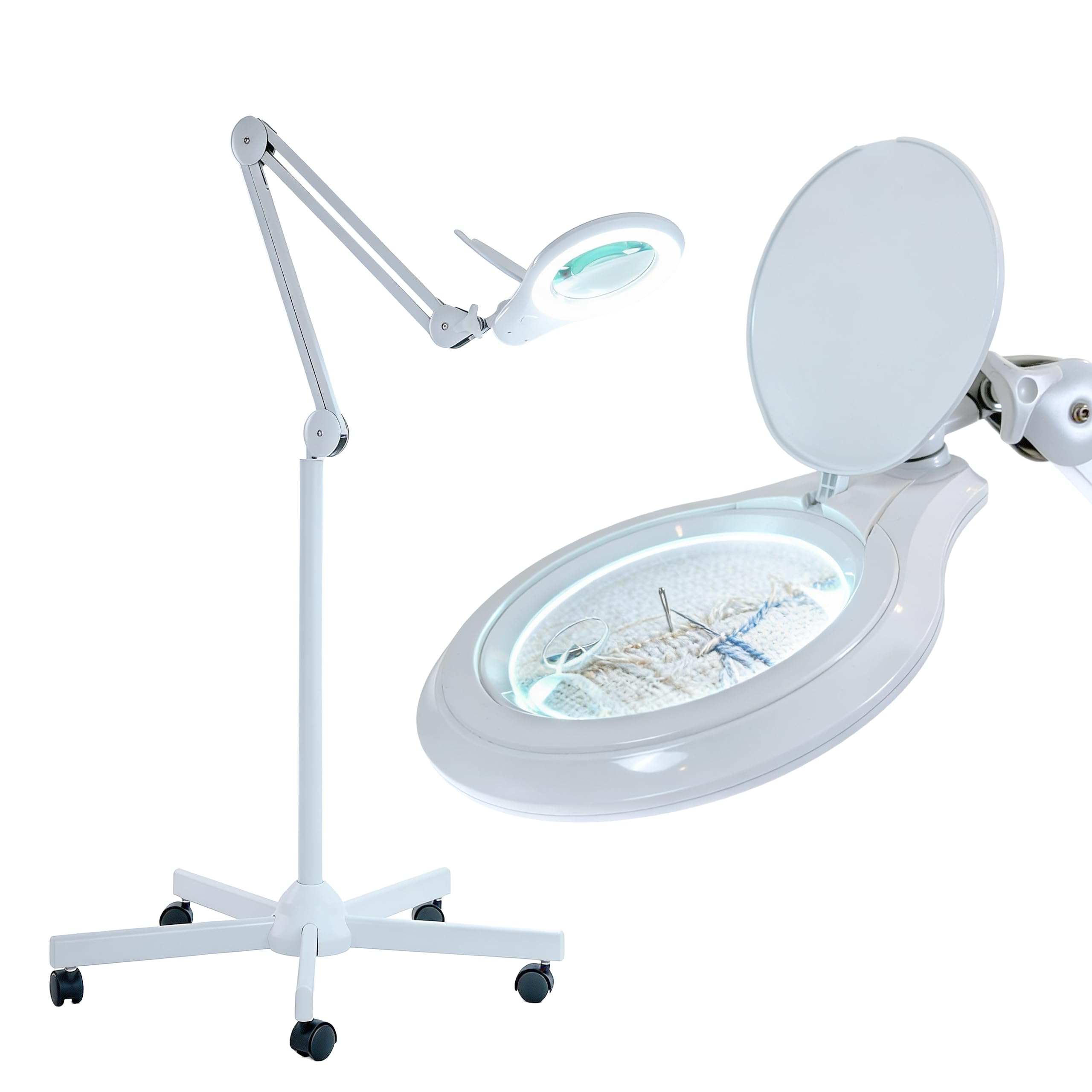 Neatfi LED Magnifying Floor Lamp 1 200 Lumens 5 Bifocal Glass Lens Dual Magnification 2 25X 6X Dimmable