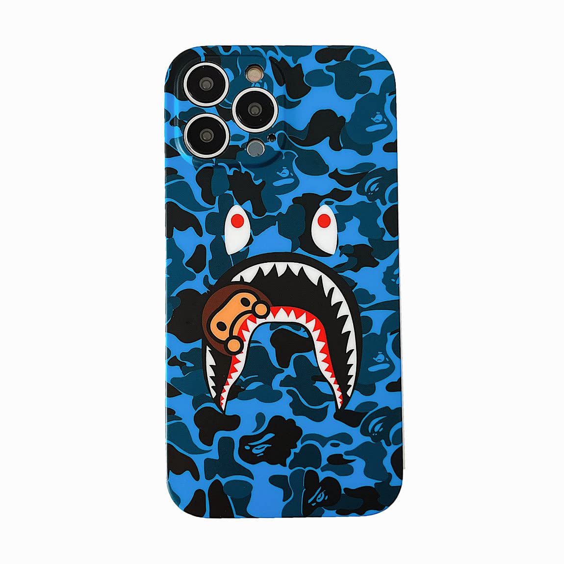 Hoolcase Blue Shark Face for iPhone 15 Pro Max 6.7 Inch Soft Case for Shark Teeth Fans Girls Kids Boys, Cartoon Cute Fun Funny Shockproof TPU