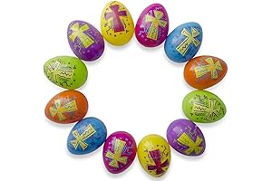 Set of 12 Bright Cross Shaped Plastic Easter Eggs (2.25 Inches)