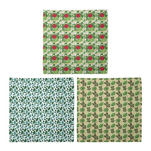 ABAKUHAUS Unisex Bandana, Rhythmische Blumenstrauß Alocasia Kunst Exotische Blätter Landschaft, 3er Pack, Mehrfarbig
