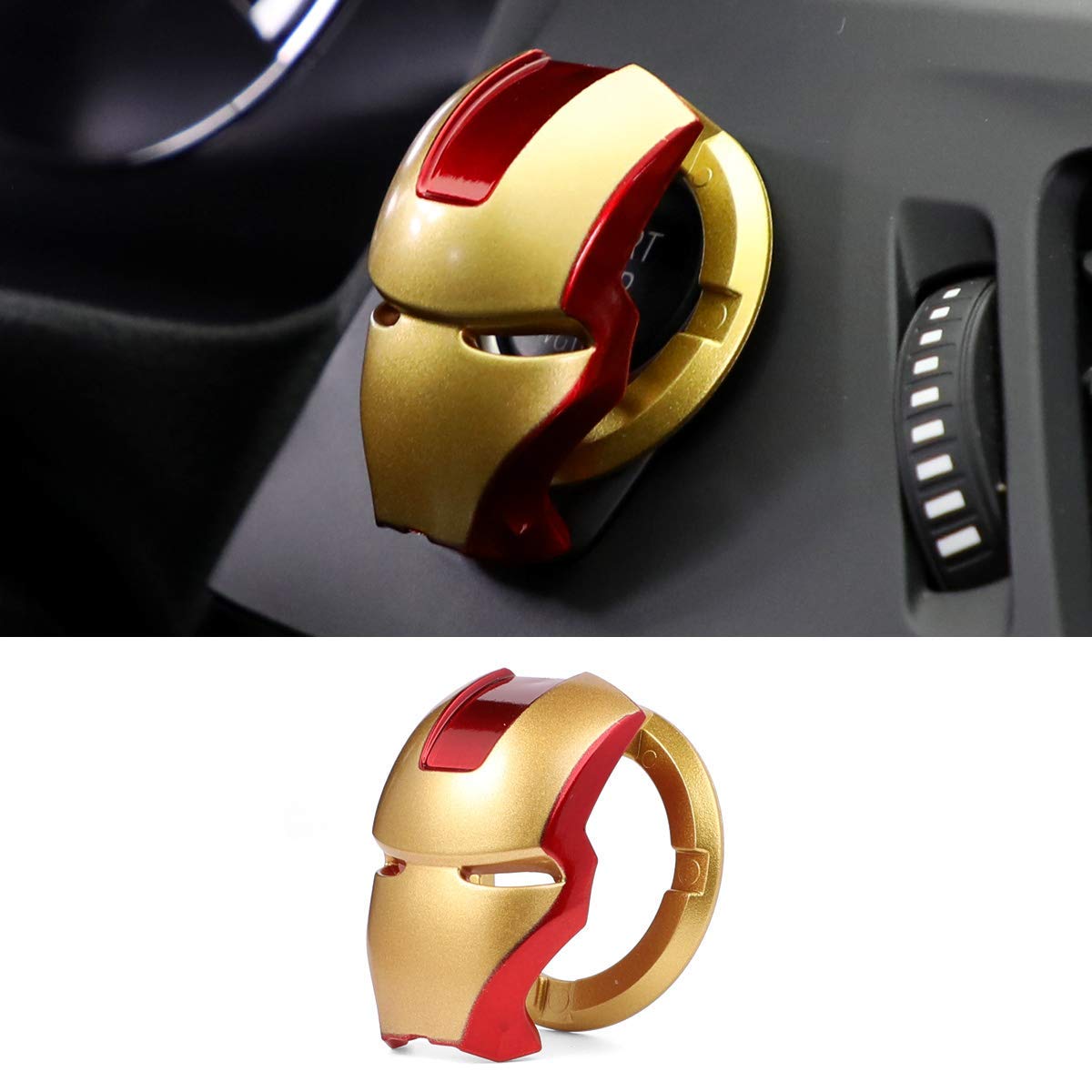 Allure Auto® (High-ABS) Golden Red Car Engine Start Stop Switch Lambo Style Button Cover Decorative Auto Accessories Push Button Sticky Cover Car Interior I Ron-Man for Maruti A Star