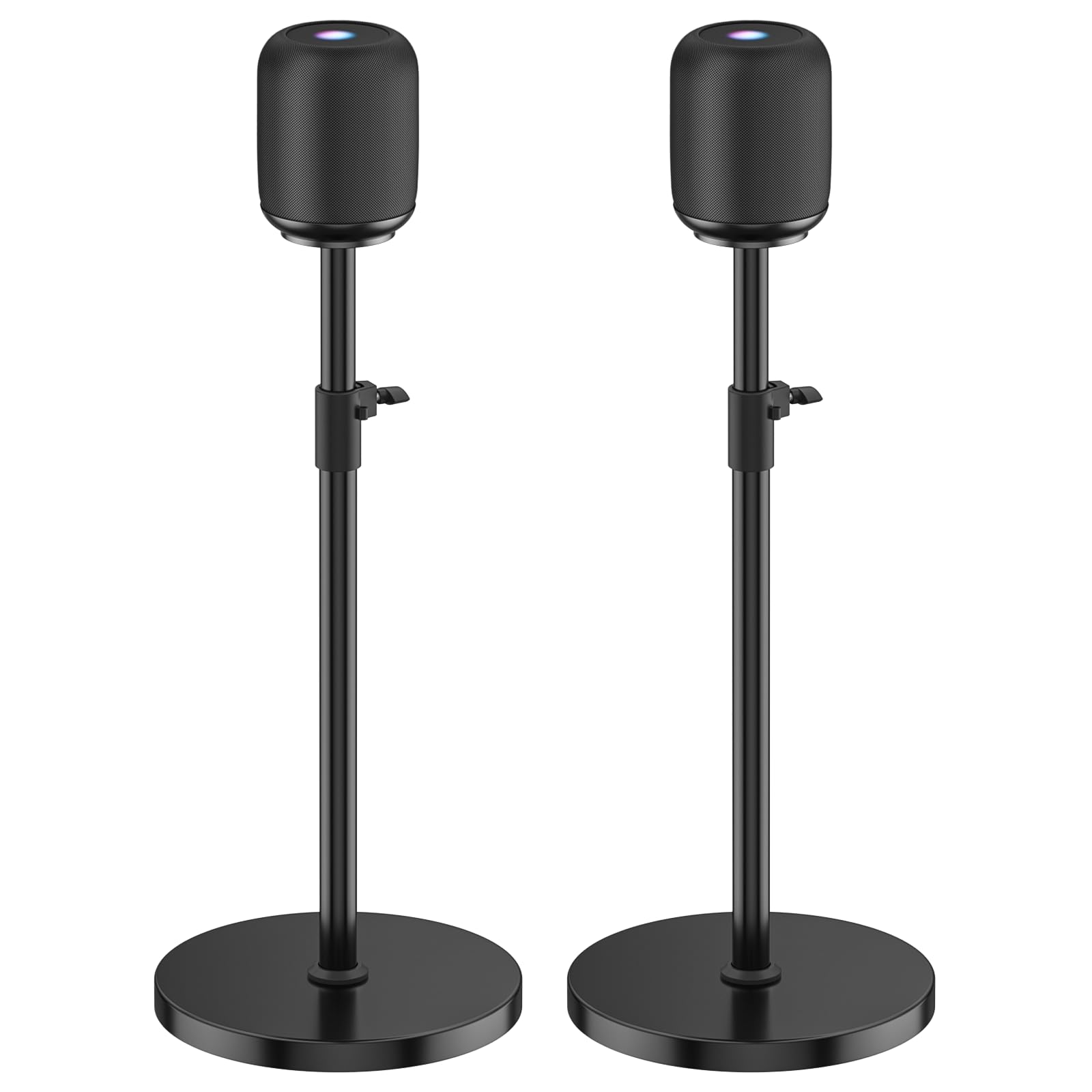 Photo 1 of 2 Pack Height Adjustable Speaker Stand for Homepod 1 and Homepod 2 Stand Built-in Cable Management - Heavy-Duty Floor Speaker Stands for HomePod 1st and 2nd Generation Speakers Easy to Install, Black