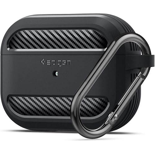 Spigen Rugged Armor Designed for Airpods Pro Case Cover Protective Airpods Pro Case with Keychain - Charcoal Gray