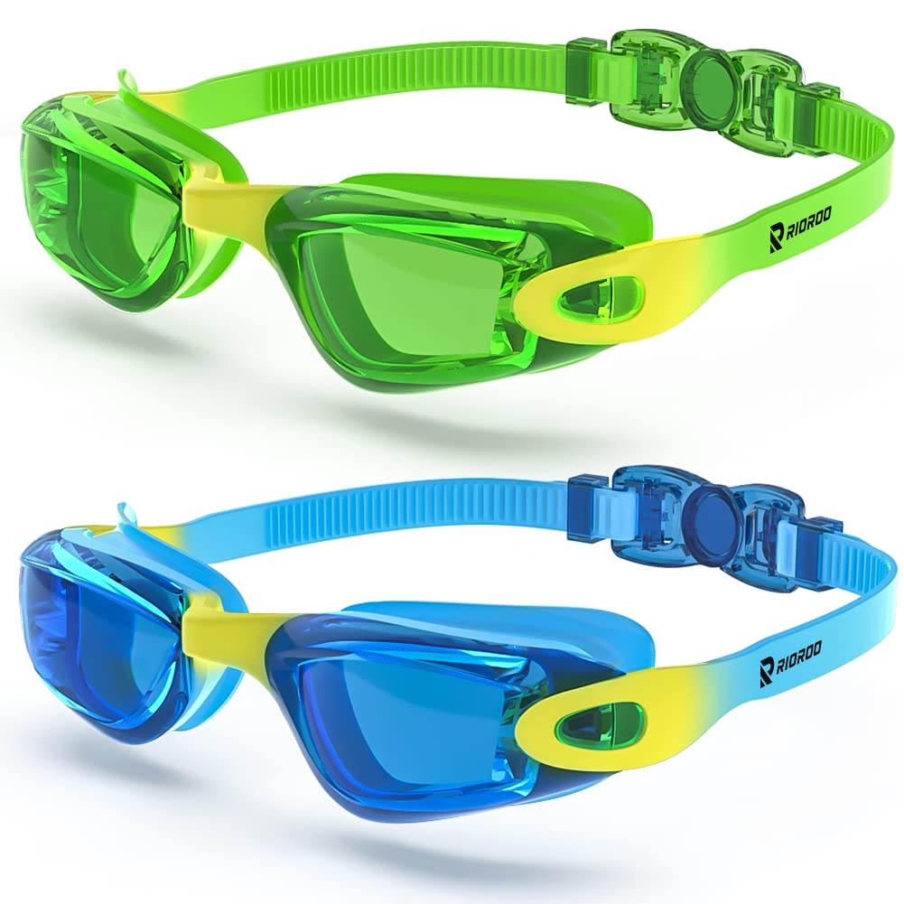 RIOROO Kids Swimming Goggles, Swim Goggles Kids 6-14 Years for Boys Girls No Leaking Anti-fog 100% UV Protection, Anti-glare Swim Goggles,for Triathlon Other Summer Sports