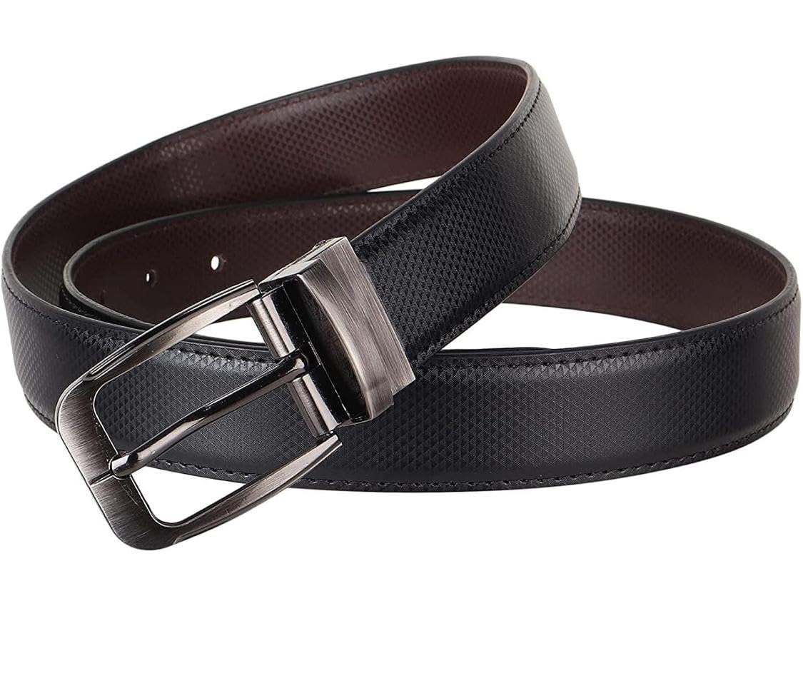 t trendy mart Reversible PU Leather Belt for Men, Black and Brown, Turning Buckle-picture-56