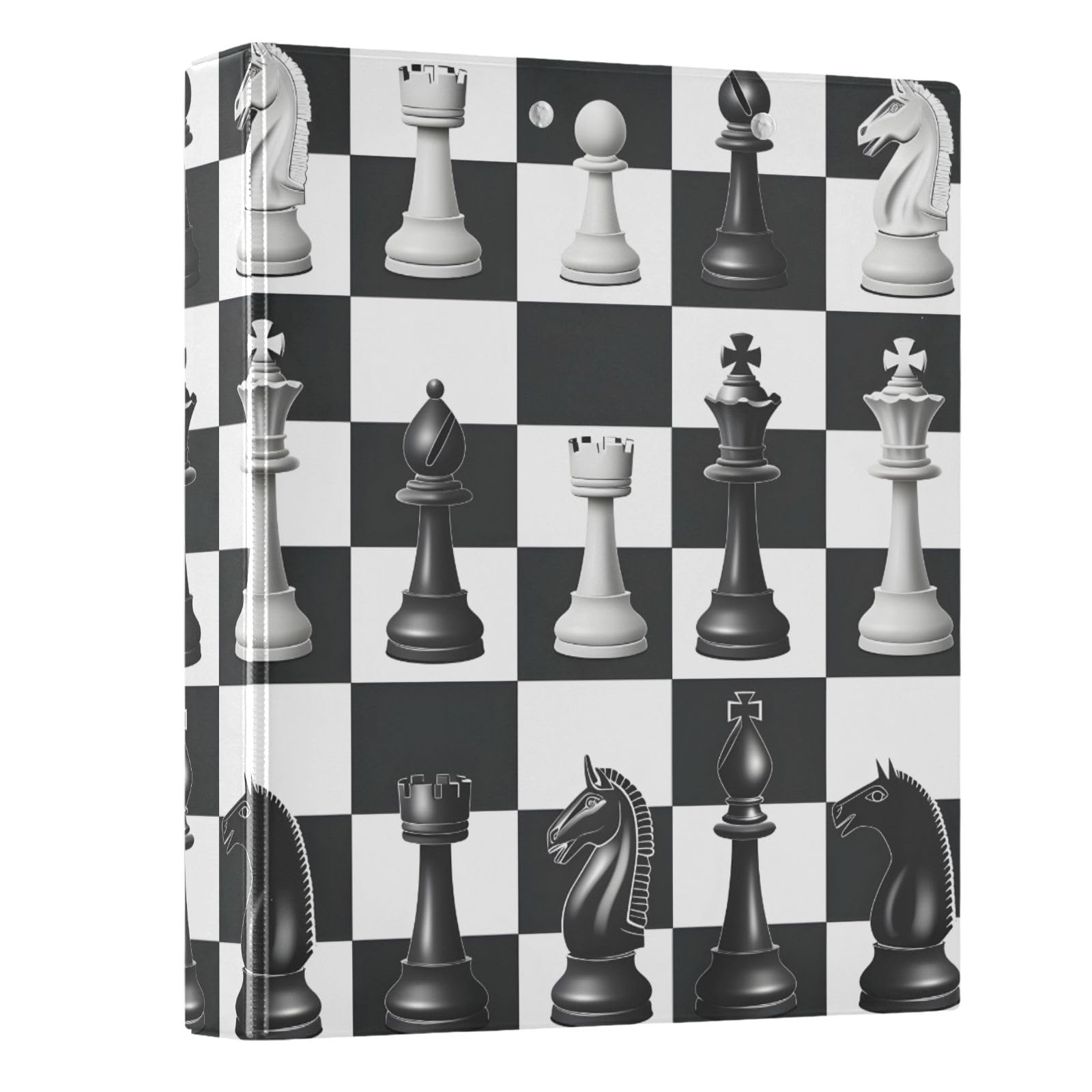 3 Ring Binder Chess Checkered Plaid 1.5" Round Ring Binders View Binder with 200 Sheet for Kids School Supplies Women Men Office, 1 Pack