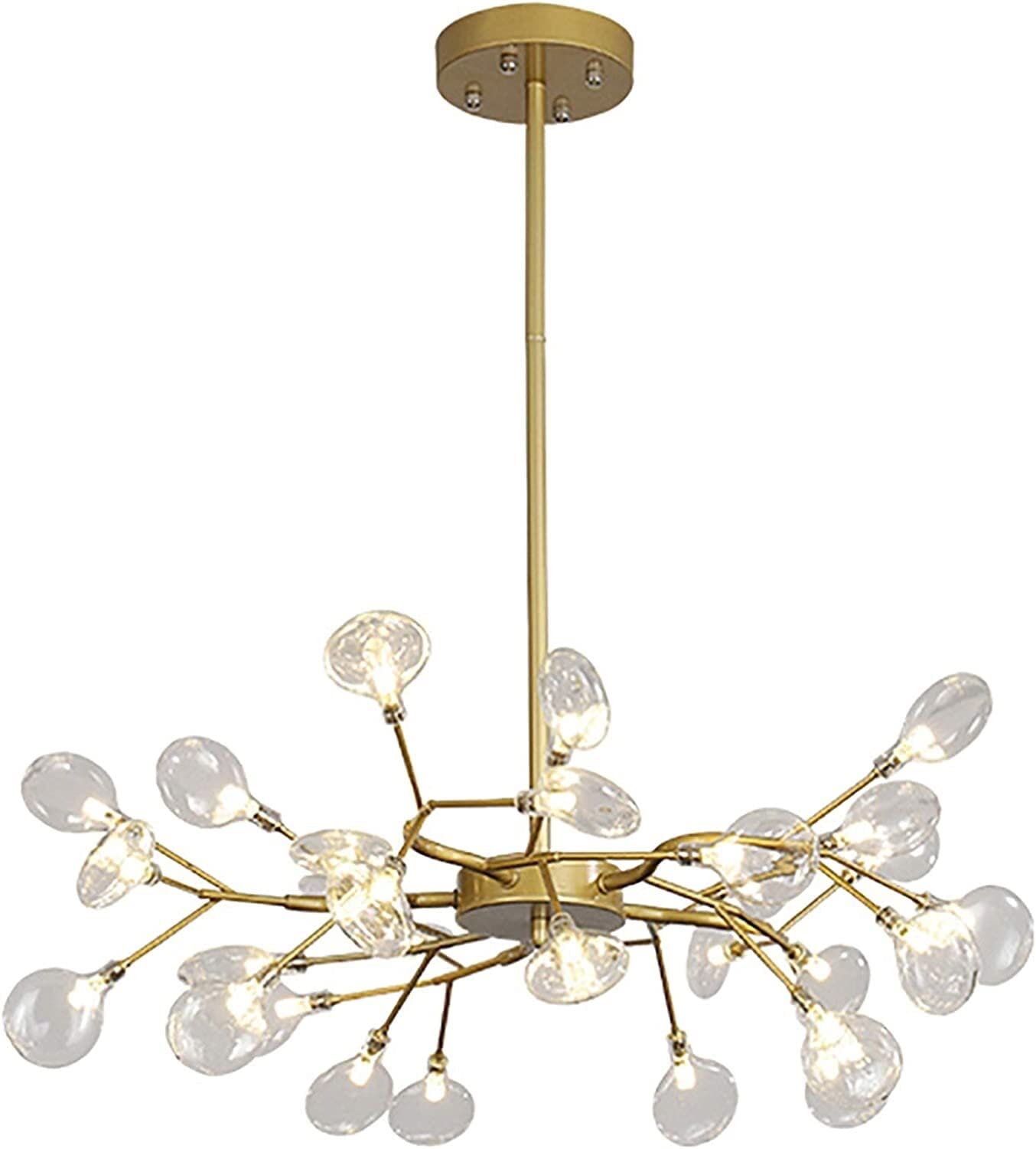 LYMSXAZOU Nordic Style Fireflies Chandeliers Led Branch Pendant Light Adjustable Hanging Lamp Ceiling Fixture with Glass Shade for Living Room Restaurant Loft Bar Farmhouse (Color : White Glass,