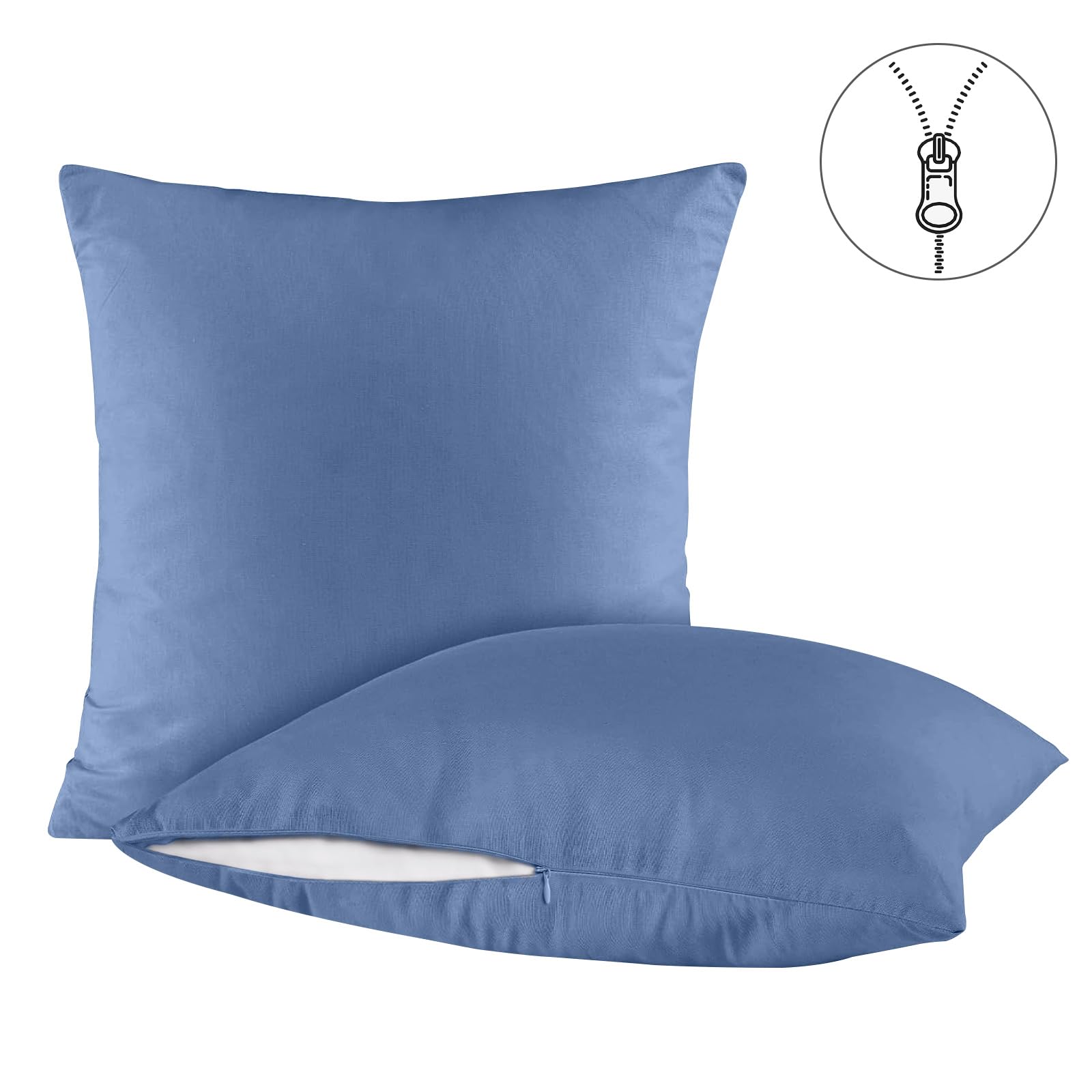 Sufdari Beddengoed 200 x 200 cm, katoen, blauw, 100% katoen, dekbedovertrek, ademend, beddengoedset met 2 kussenslopen van 80 x 80 cm 1 dekbedovertrek met ritssluiting