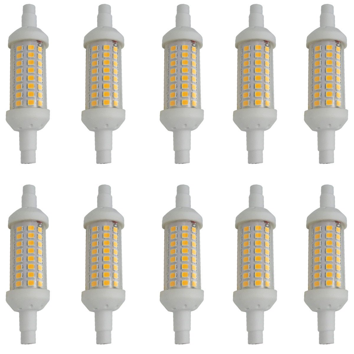 Aoxdi R7S LED Bulb Lighting 5W, Warm White, 64 SMD 2835 LED Ceramic Light Lamp, 78mm R7S, AC220-240V, 10-Pack (Warm White) — image 1