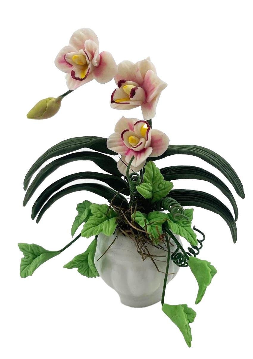 Melody Jane Dolls House White Lily & Trailing Ivy in Pot Flower Ornament Garden Accessory