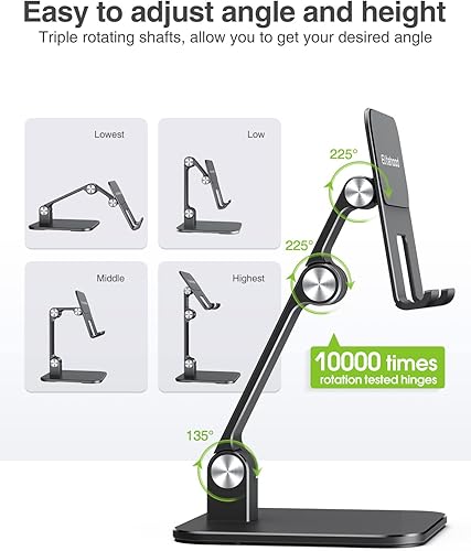 Miniatura 5 de elitehood Soporte de metal para iPad para escritorio, soporte ajustable para iPad Pro compatible con tabletas y teléfonos celulares de 4 a 13