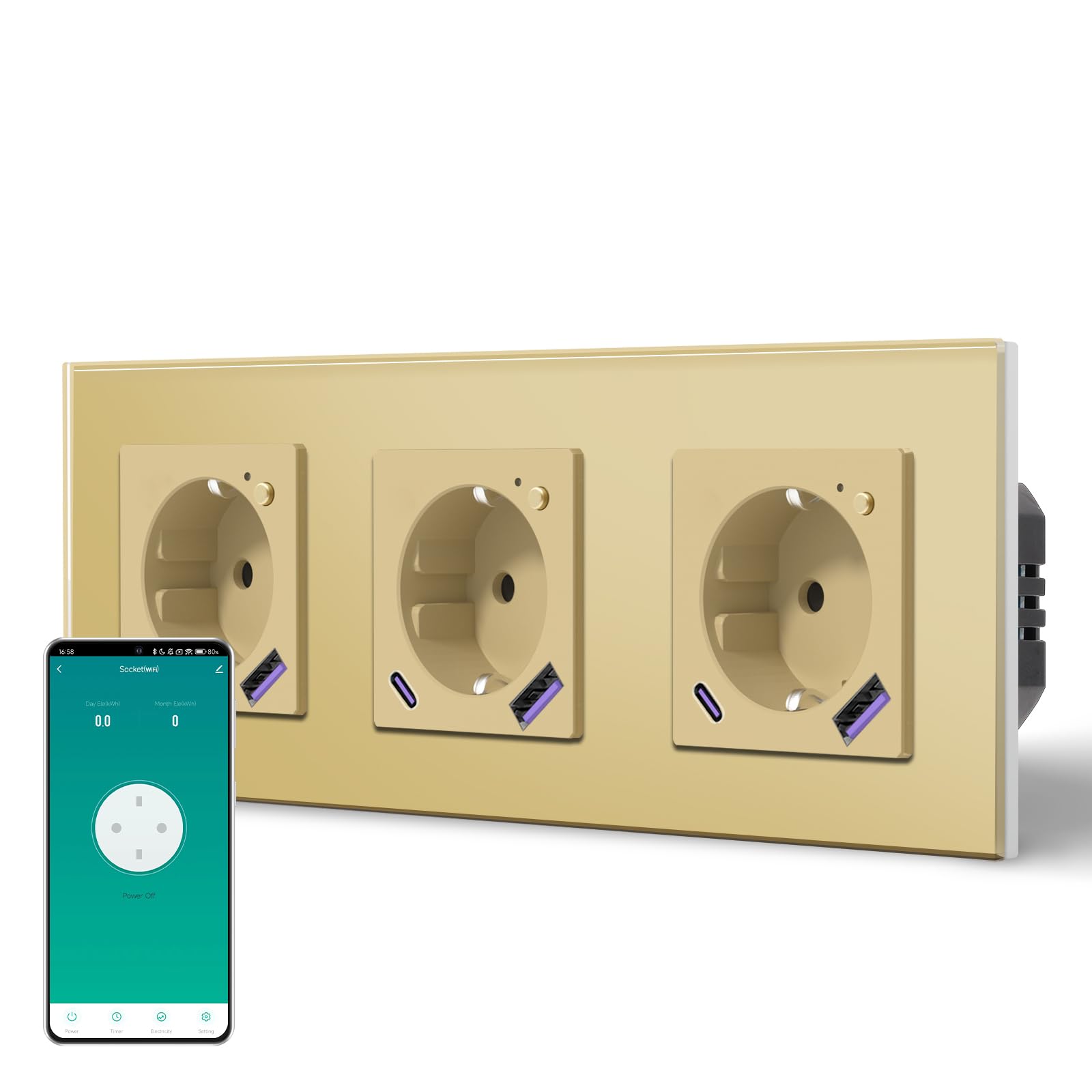 BSEED Enchufe Inteligente con 20W USB y Tipo C,Mate Enchufe Pared Wifi con Medidor Consumo,Control Remoto por APP & Voz,Requiere Cable Neutro,1 Enchufe,Blanco 86mm — view 129