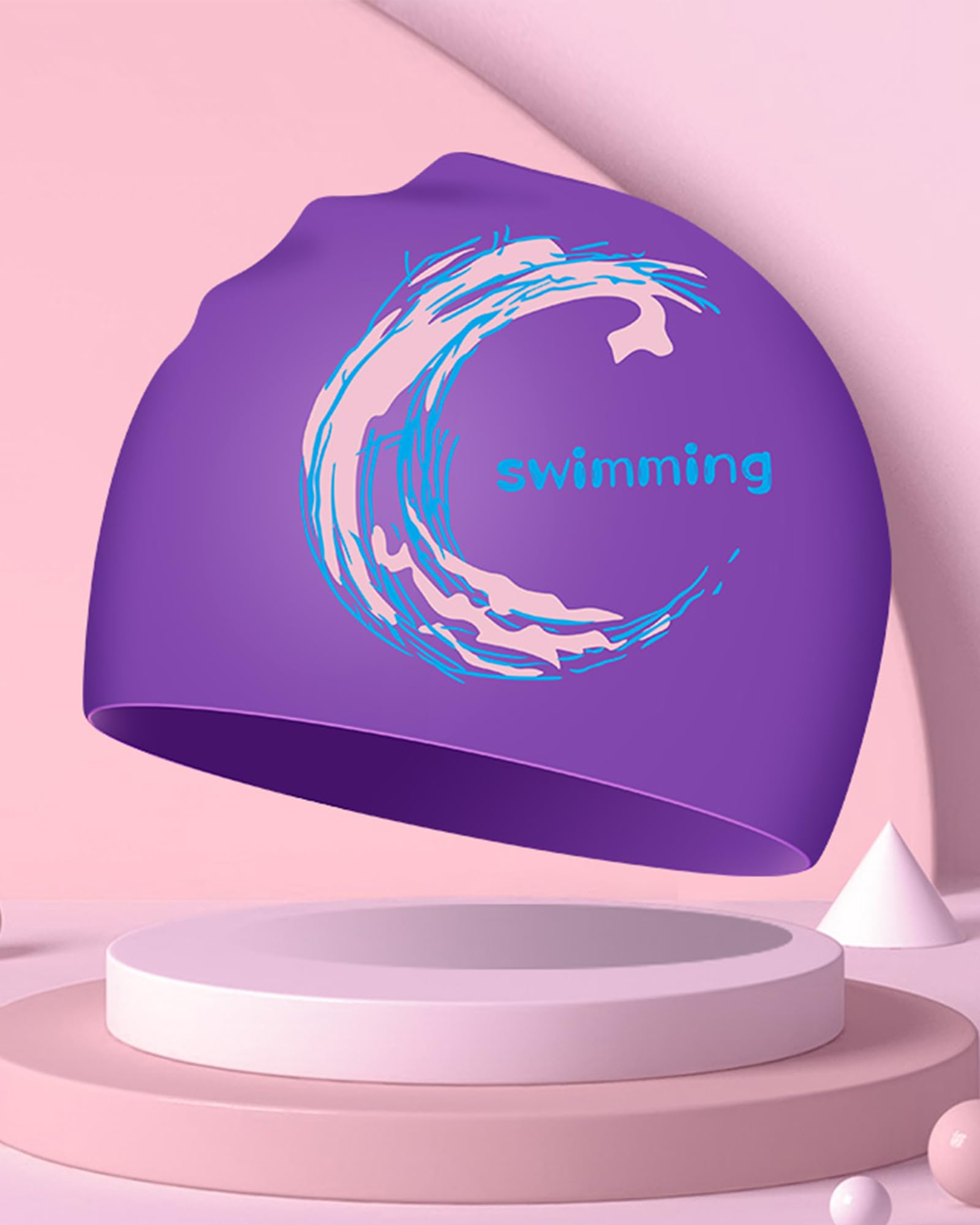 Swimming Cap - Silicone Swim Cap for Women Men Adults Teenagers (Purple) - Image 3