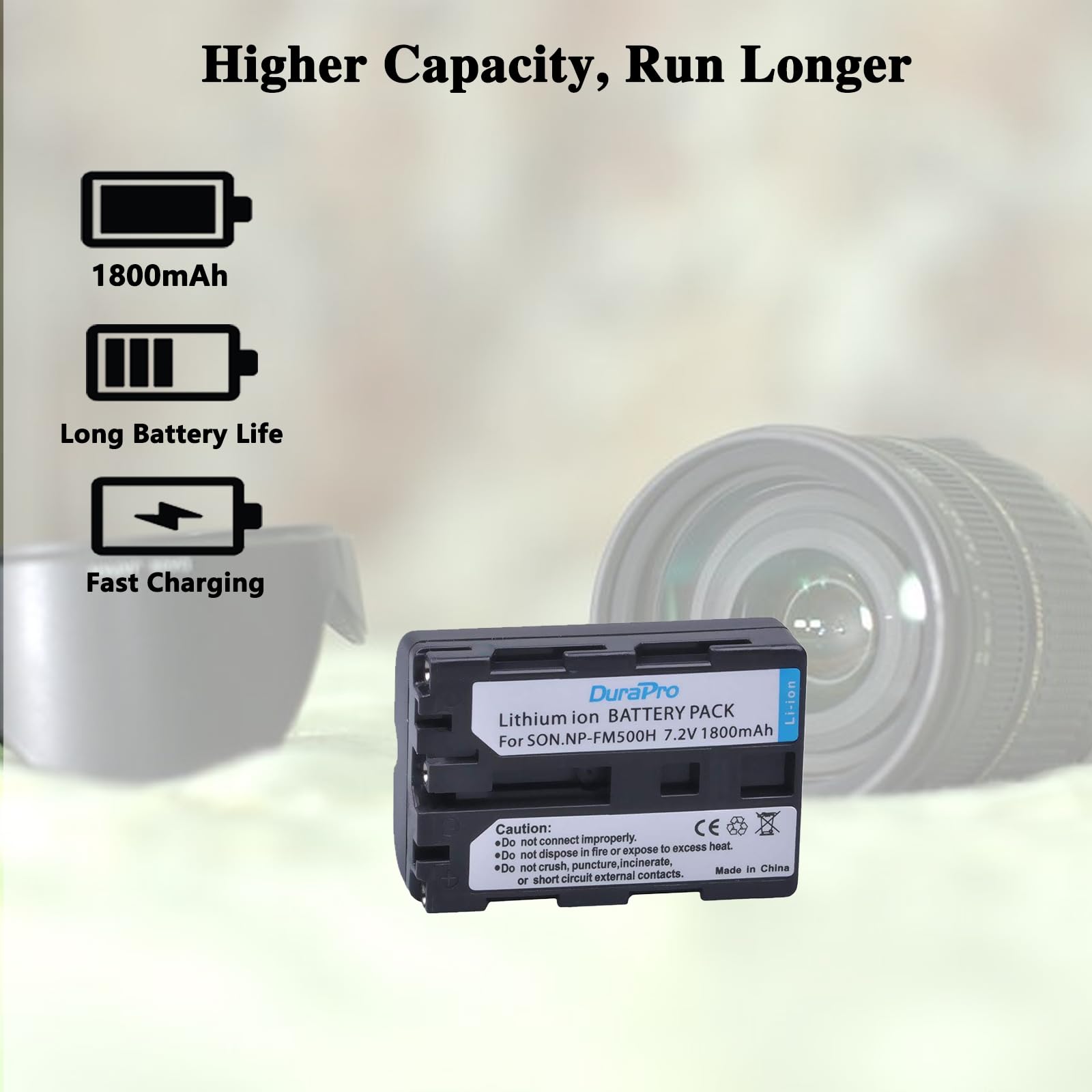DuraPro Lot de 2 batteries NP-F500H chargeur USB LCD pour appareils