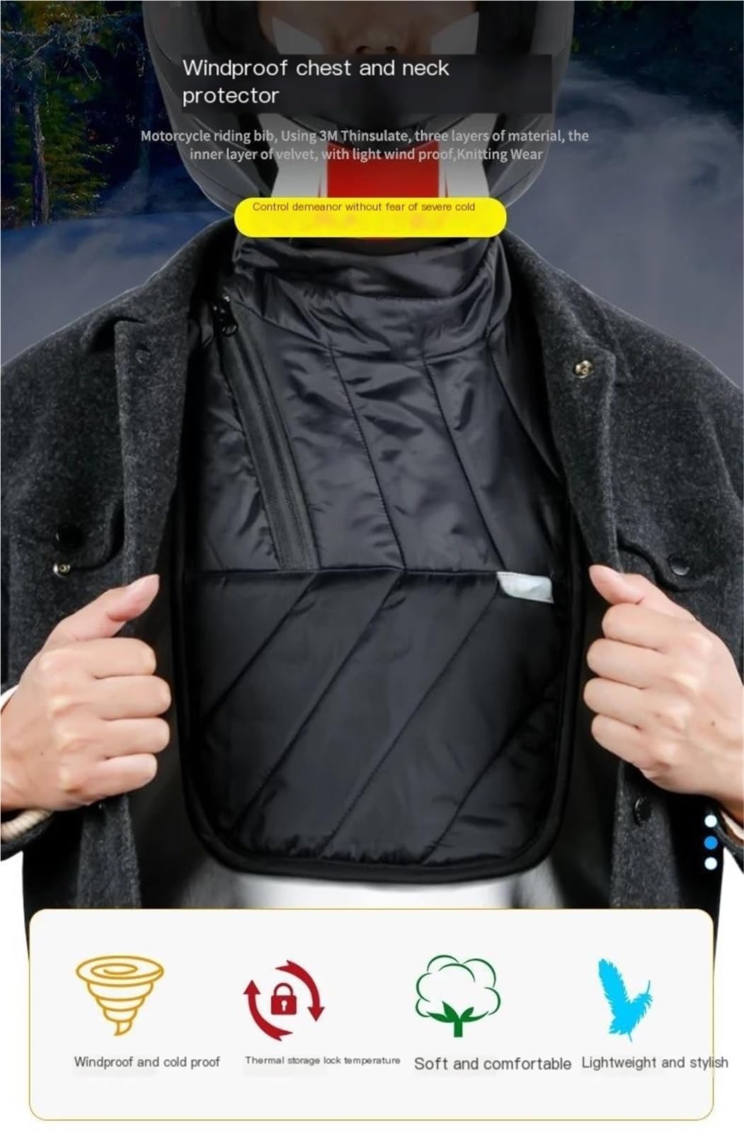 Scaldacollo Motociclista Rider Petto Protezione per Il Collo Scaldavento Antivento Sciarpa Bavaglini Collare Termico Invernale per Moto sottocasco