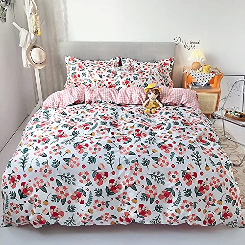 Housse de couette fleurs avec taies d'oreiller lit simple à king size