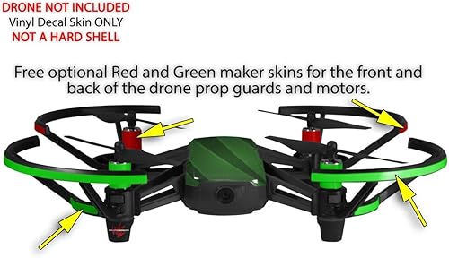 Miniatura 3 de Paquete de 2 calcomanías para DJI Ryze Tello Drone VintageID 25 Green Drone no incluido