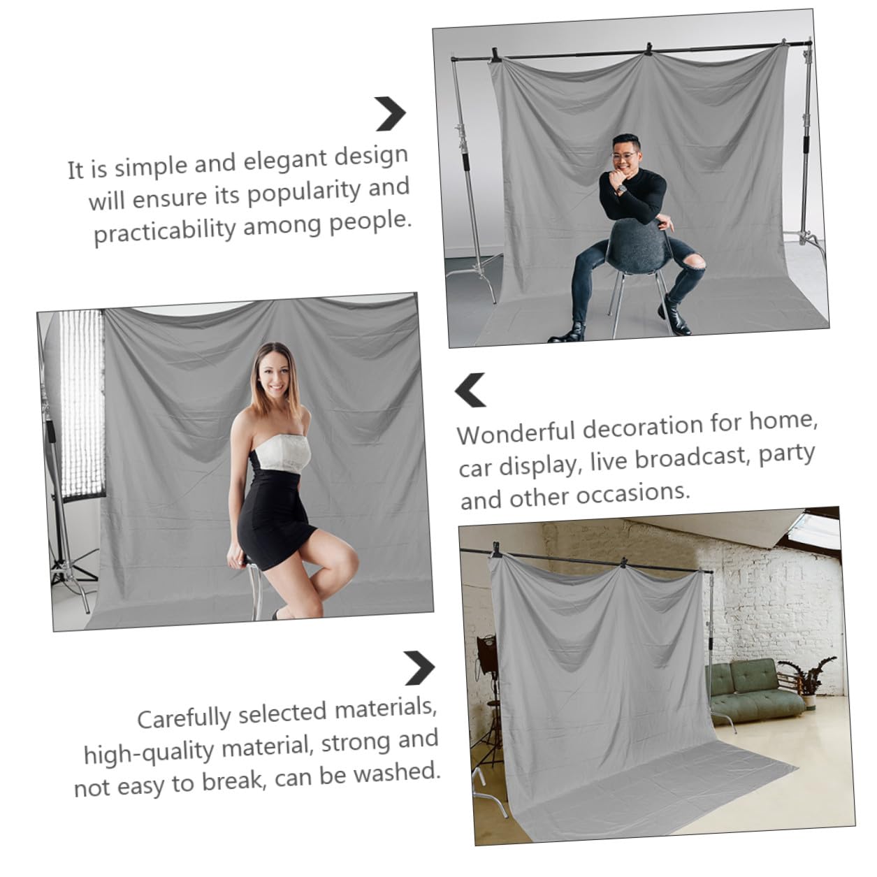 Sfondo Fotografico Grigio Spesso 3x2 M, Decorazione Fondale per Studio Fotografico e Scenografie, Telo Pieghevole Multiuso per Casa, Feste e Ristoranti