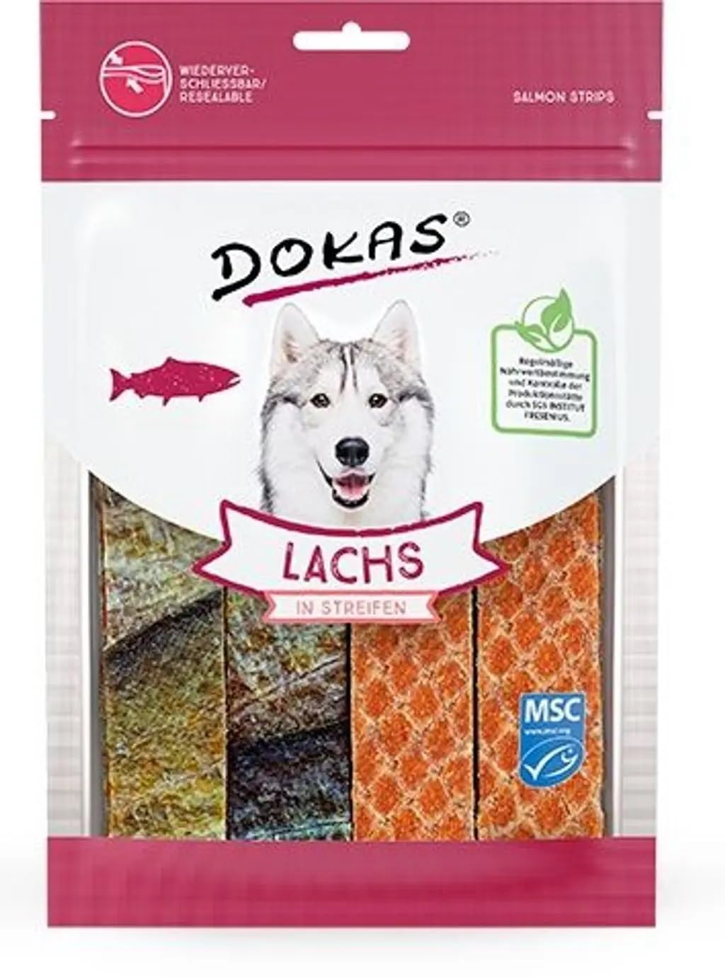 DOKAS Tiras de salmón 8x100 gr Snack para Perros