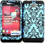Hybrid Cover Bumper Case for Motorola Droid Razr M (XT907, 4G LTE, Verizon) Protector Victorian Vintage Damask Snap on + Black Silicone