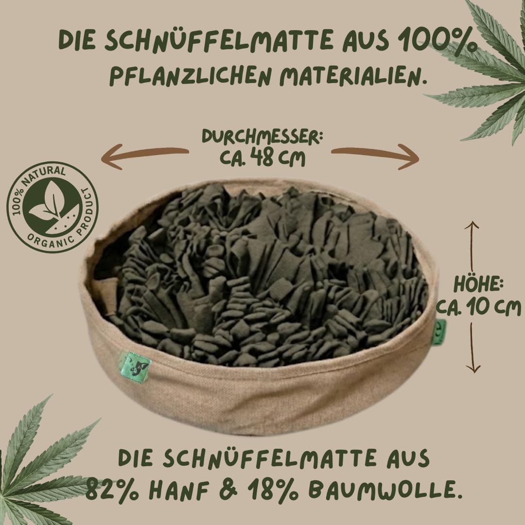 Hanf Schnüffelteppich für Hunde | 100% pflanzlich (82% Hanf, 18% Baumwolle) | Nachhaltig, robust & hochwertig | Nasenarbeit, Stressabbau & Intelligenzspielzeug für Hunde