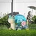 Afirst Solar Garden Statues Outdoor Figurines - Turtle Lawn Ornament with Solar Lights Cracked Glass Outdoor Decor for Patio Yard Decorations