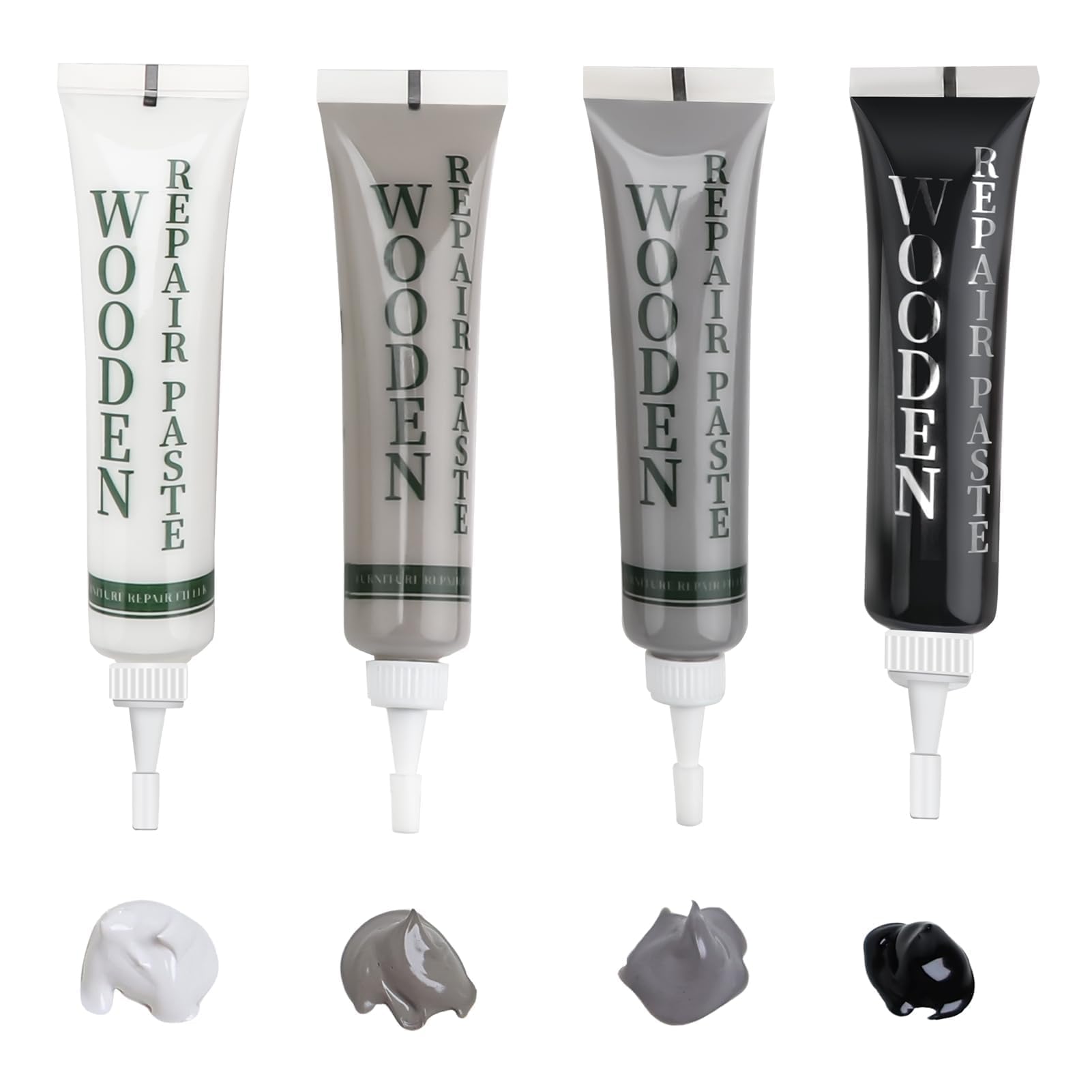 Kit di riparazione per mobili in legno, riempitivo per ritocchi nero, grigio chiaro, grigio scuro, bianco, kit di riparazione per pavimenti in laminato di rovere per graffi, crepe, buchi e macchie