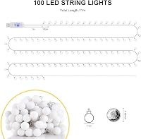 Bigzom LED Gömbfüzér 100 LED Meleg Fehér Fénnyel - 11m USB Fényfüzér Távirányítóval, 8 Világítási Móddal, Időzítővel - Kültéri/Beltéri Dekor 5
