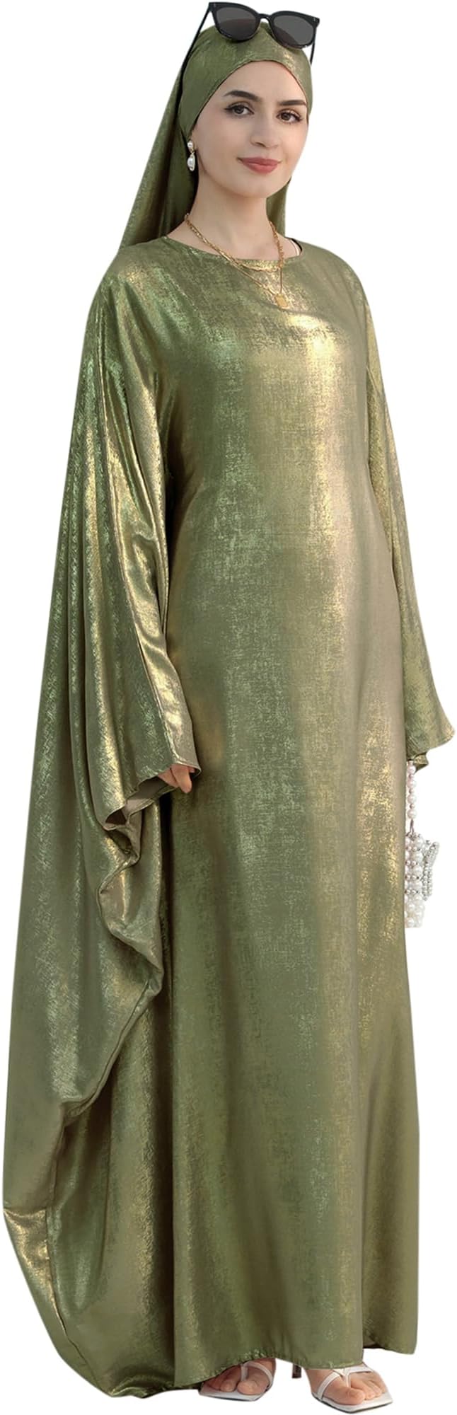 Luxury Dubai Style Abaya and Hijab Set, Breathable Modest Prayer Dress with Belt Loose Fit Muslim Robe