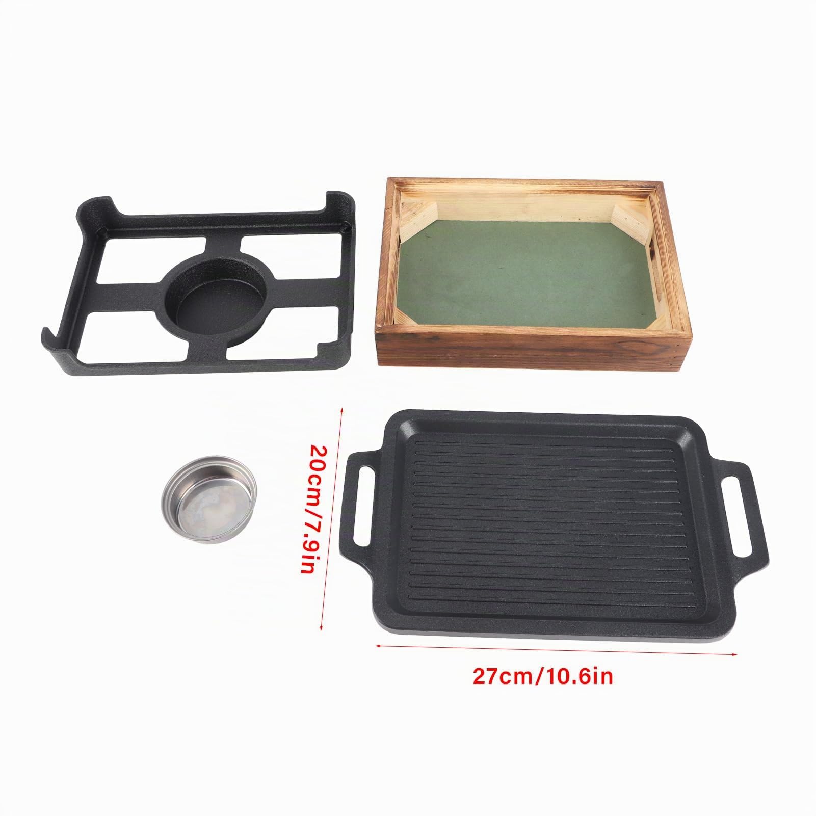 Estufa de Alcohol, Parrilla de Mesa con Base de Madera Estufa de Alcohol Portátil Parrilla de Barbacoa Compacta para Restaurante, Hogar,Camping, Picnics, Jardín, Fiesta en la Playa