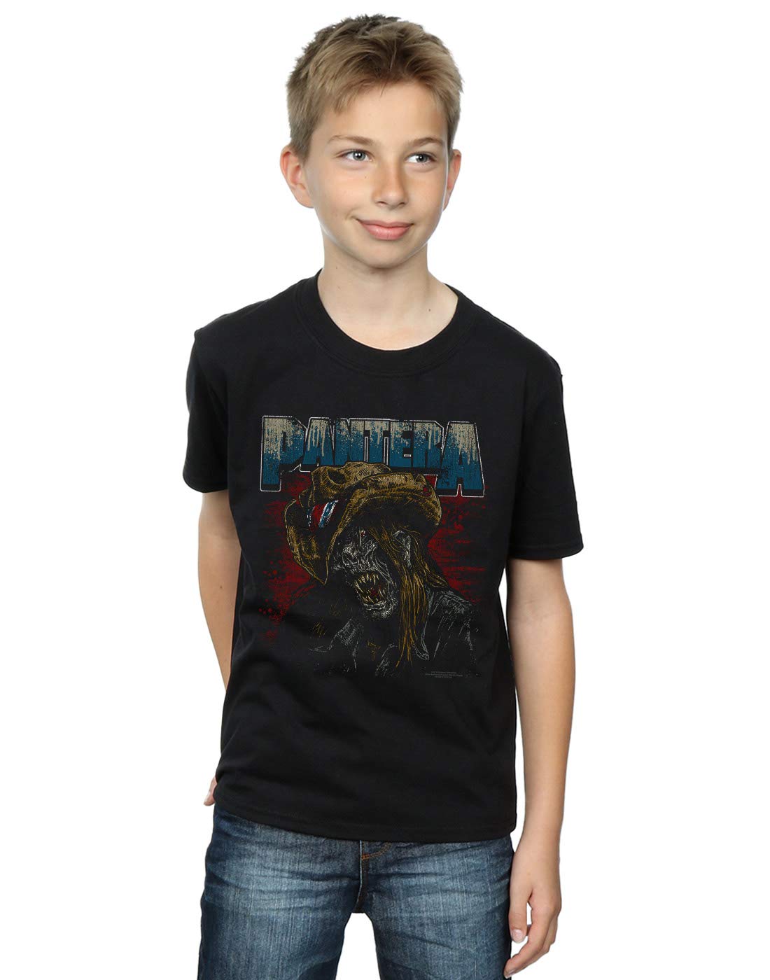 Absolute Cult Boys Black Pantera Zombie Cow T-Shirt 7-8 Years
