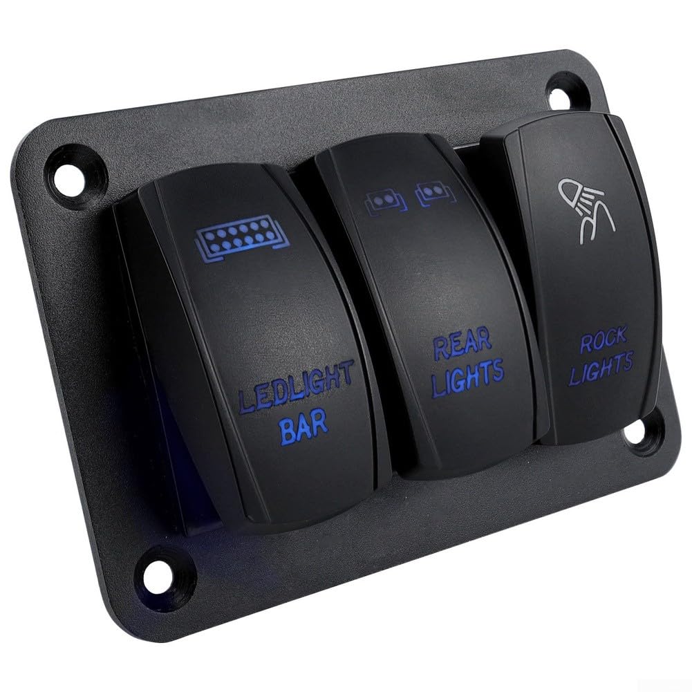 Panel Interruptor Balancero LED Azul 3 Vías 12V-24V(Eight People)