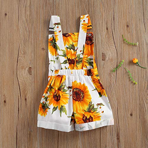 Toddler Baby Girl Overalls Shorts with Pocket Sunflower Outfit Little Kids Girls Summer clothes4